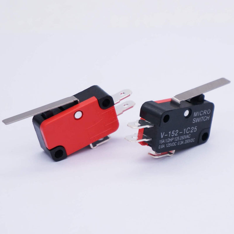 [Australia - AusPower] - Twidec/6Pcs Micro Limit Switch Short Straight Hinge Lever Arm SPDT Snap Action Switch for Arduino V-152-1C25 