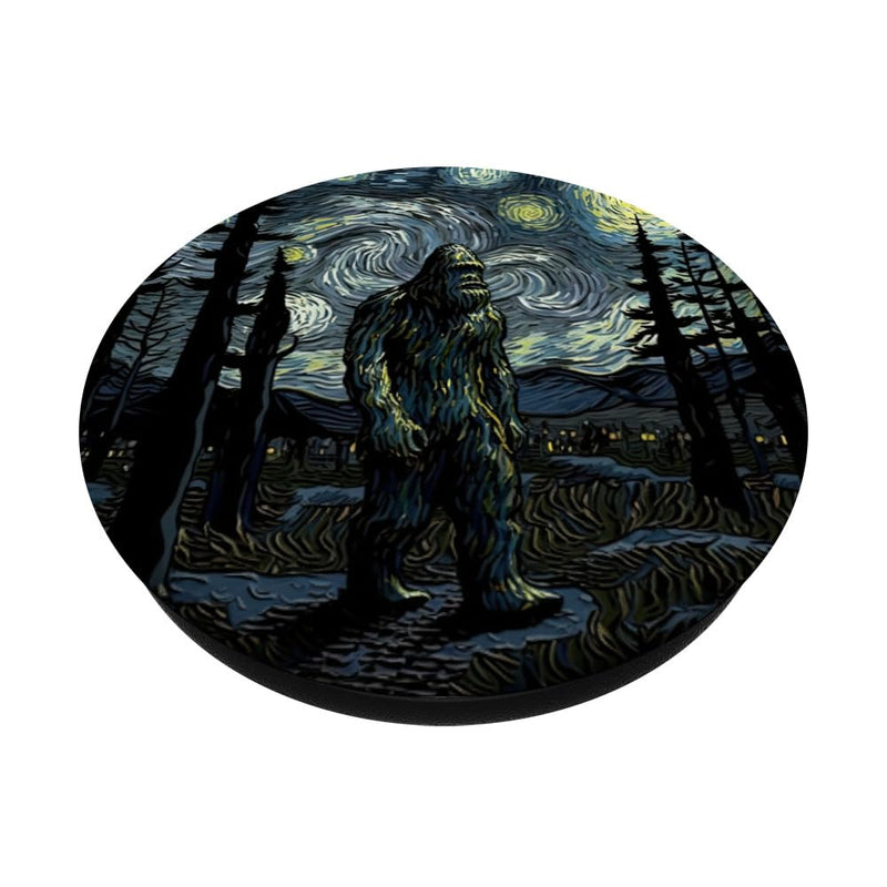 [Australia - AusPower] - Bigfoot Starry Night Sasquatch Van Gogh Sky Painting Art PopSockets Swappable PopGrip Black 