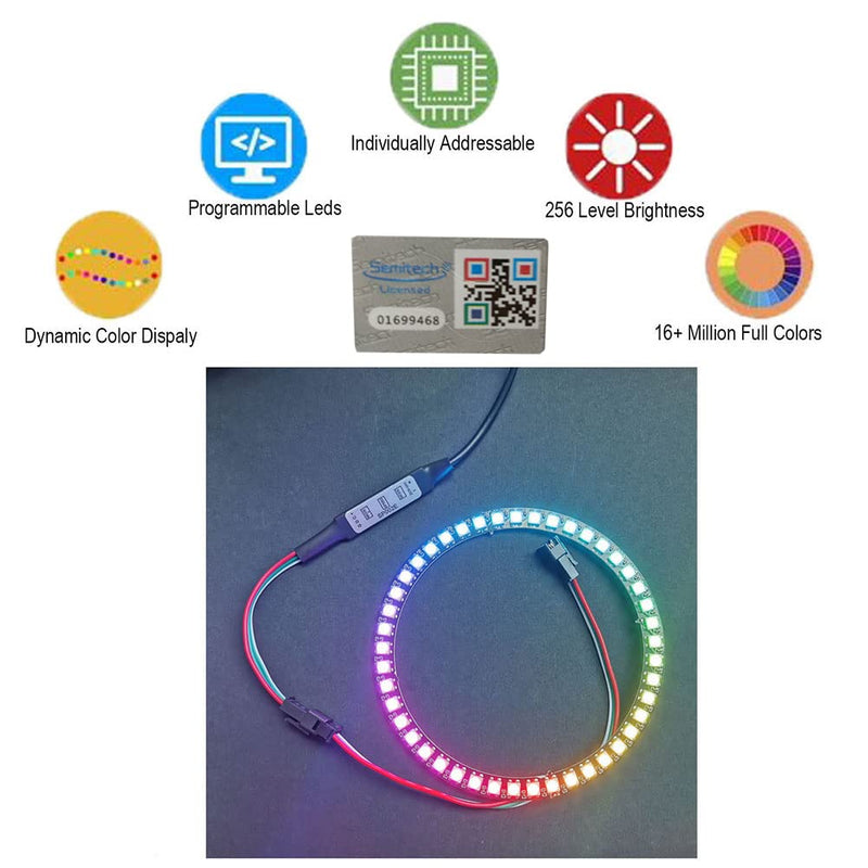 [Australia - AusPower] - Sparkleiot 35 Bits RGB LED Ring, SM2.54-3P Connector Wire, DC5V WS2812B 5050 Full Color LED Built-in Drivers Individual AddressabIe for Arduino Raspberry Pi ESP8266 Nodemcu Pack of 2 
