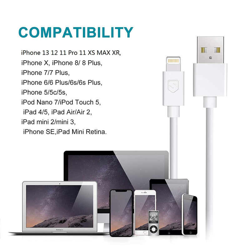 [Australia - AusPower] - iPhone Charger, 4Pack 6FT Lightning to USB Charging Cable Cord Compatible with iPhone 13 12 11 Pro 11 XS MAX XR X 8 8Plus 7 7Plus 6 6Plus 6S 6SPlus 5 5S SE (S-06WH) White 