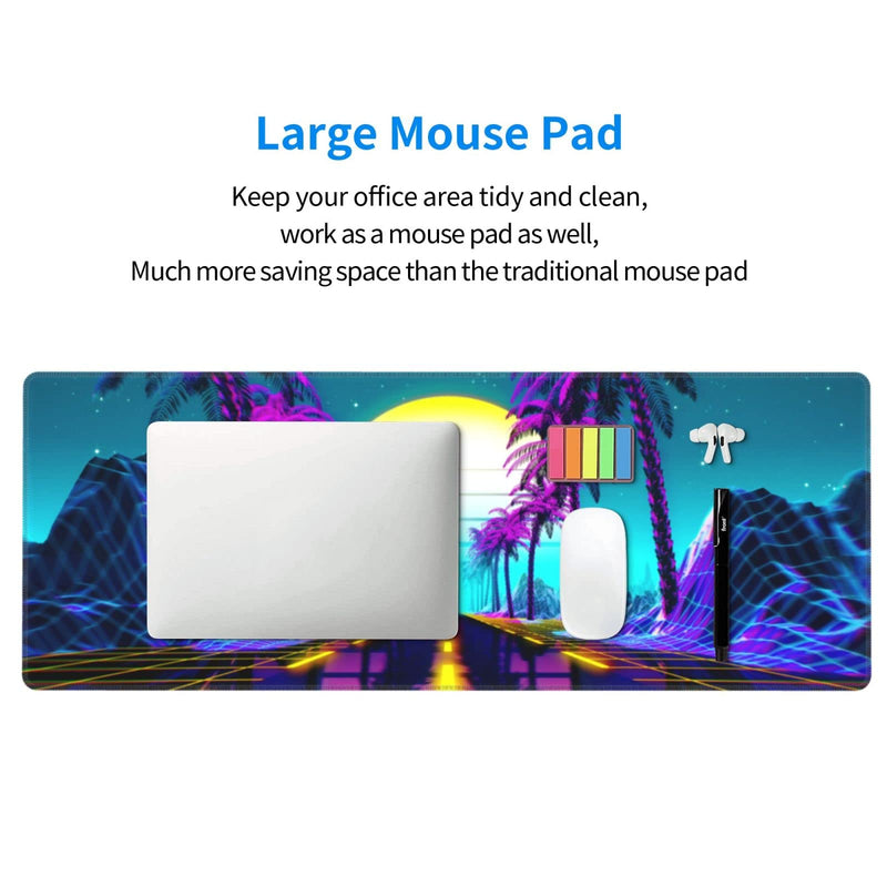 [Australia - AusPower] - Neon Retrowave Gaming Mouse Pad Large XL Desk Mat Long Extended Pads Big Mousepad for Home Office Decor Accessories 31.5 X 11.8 Inch 3 