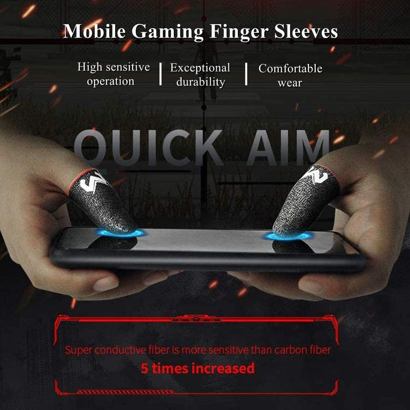 [Australia - AusPower] - Gaming Finger Sleeves for Sweaty Hands - Rakizbe High-Sensitive Anti-Sweat Breathable Seamless Touch Screen Thumb Sleeve Gloves for iPad/Mobile PUBG Game Controller 