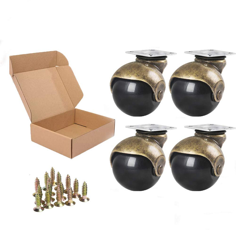 [Australia - AusPower] - ENYKE Ball Caster Wheels, 1.5-inch Small Wheels for Furniture, Swivel Furniture Casters Set of 4, Antique Brass Top Plate Casters for Furniture, Ottoman, Wheelchair, Coffee Table (Screws Included) 1.5 inch 