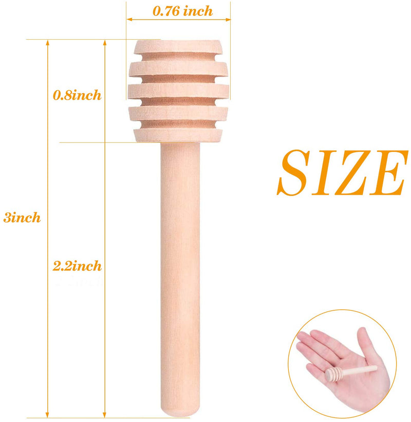 [Australia - AusPower] - Premium 50-Pack 3 Inch Mini Wooden Honey Dipper Stick, Individually Wrapped,Pefect for Wedding Shower Party Favors Honey Jar spoon or Honey Wands mini 50PACK 