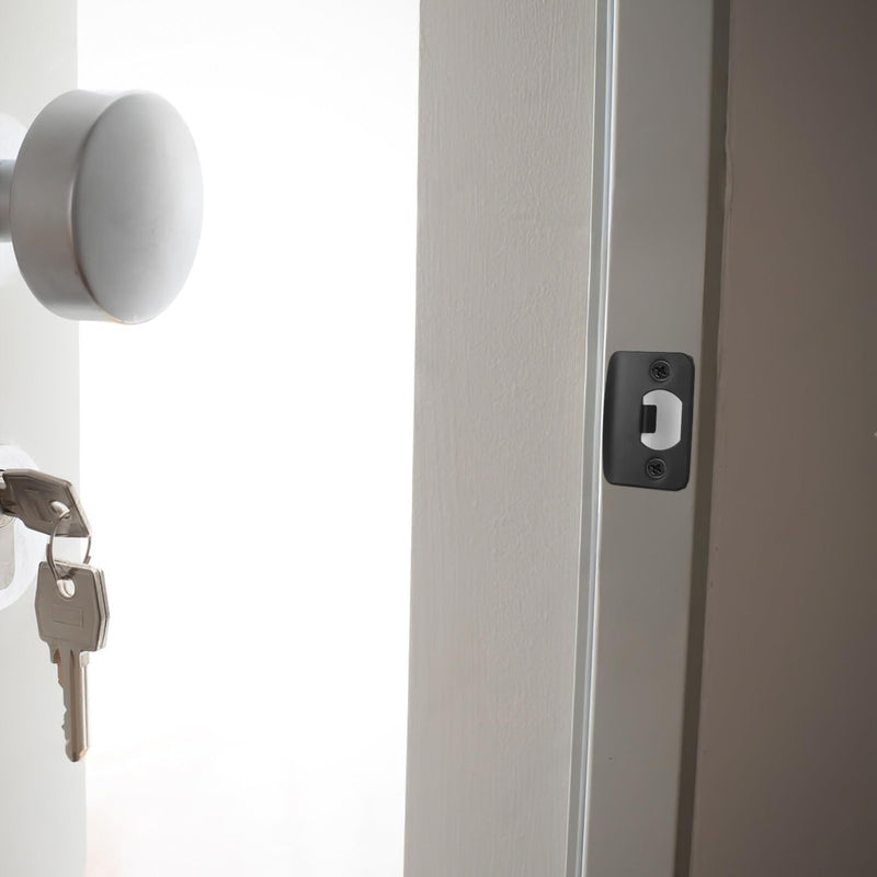 [Australia - AusPower] - Gadpiparty 4pcs Corner Deadbolt Strike Door Strike Plate Metal Full Lip Round Corner Deadbolt Covers Strike Plate Stainless Steel Deadbolt Door Hole Covers 