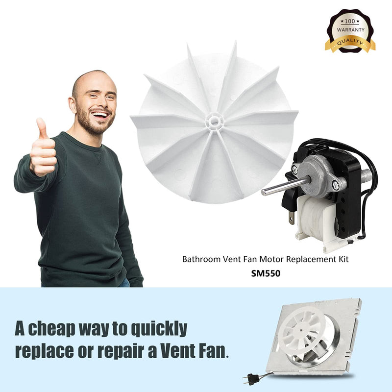 [Australia - AusPower] - Universal Bathroom Vent Fan Motor Replacement Electric Motors Kit SM550 Compatible with Nutone Broan Replaces C01575,65100 50 CFM, 120V 
