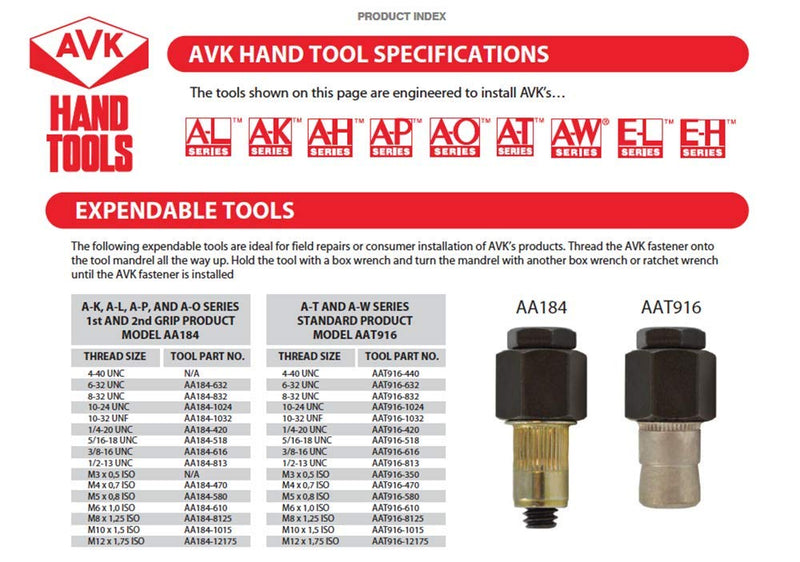 [Australia - AusPower] - AVK Industrial AA181-1032 Expandable Tool, Thread Size 10-32, Black 