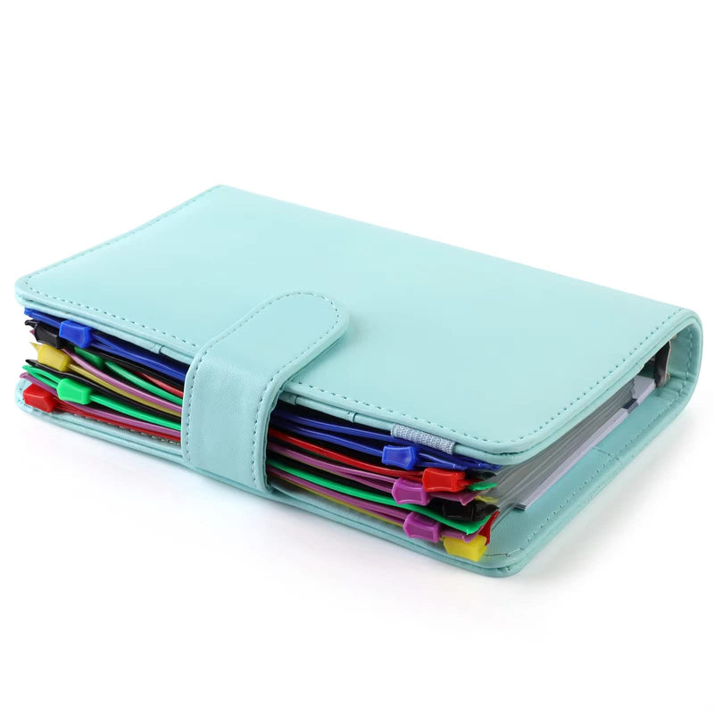 [Australia - AusPower] - Budget Binder Organizer, A6 Cash System Planner for Money Receipts Budgeting,PU Leather Notebook,12 PCS Clear Cash Envelope ,12 Expense Tracker Budget Sheets and 30 Colorful Labels(Mint Green, A6) Mint Green 