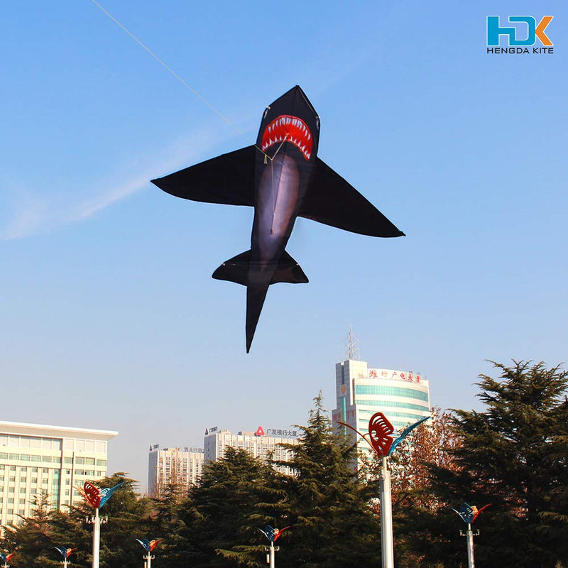[Australia - AusPower] - HENGDA KITE Shark Kite, Simple and Practical Design, Easy to Assemble and Fly, Suitable and Fly, Suitable for Kids and Adults, Suitable for, Suitable for Beach, Park, Yard, 49x53in Black 