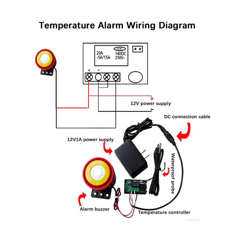 [Australia - AusPower] - Temperature Controller,Digital Display Microcomputer Thermostat Temperature Controller Switch with Sensor DC12V Thermostat 