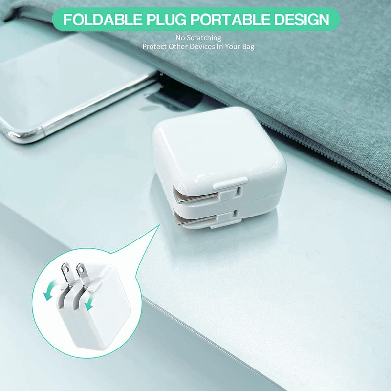 [Australia - AusPower] - iPad Charger, 10FT iPhone Charger [Apple MFi Certified], 12W USB Wall Charger Foldable Portable Travel Plug with Long Lightning Cable Compatible for iPhone, iPad, iPad Mini 1/2/3/4/5, iPad Air 1/2/3 