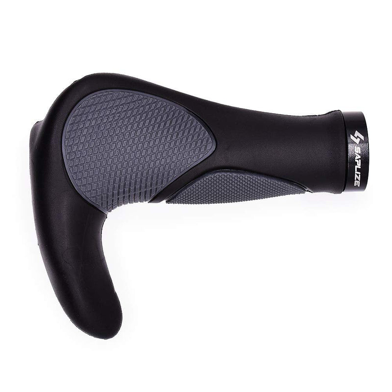 [Australia - AusPower] - SAPLIZE Bike Handlebar Grips, Multi Colors/Design Optional, Ergonomic Design, Aluminum Double Lock-on, Mountain Bike Grips, MTB BMX Downhill Foldable Urban Bicycles Grips, Scooter Grips Big Horn Shape, Black 