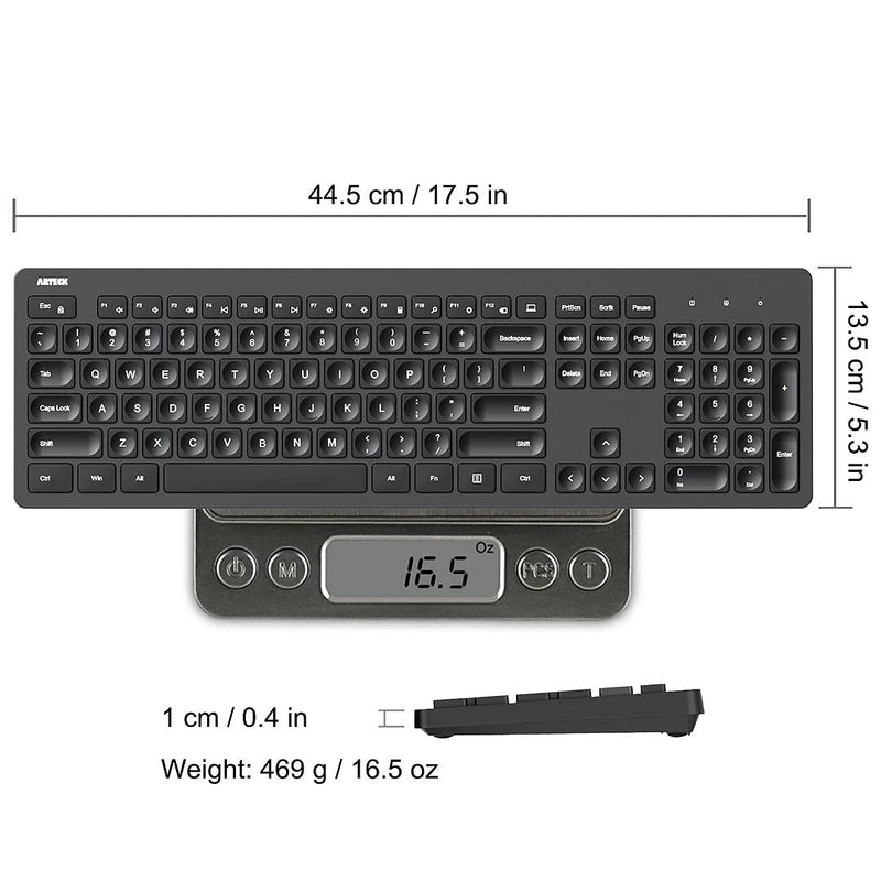 [Australia - AusPower] - Arteck 2.4G Wireless Keyboard Ultra Slim Full Size Keyboard with Numeric Keypad and Media Hotkey for Computer/Desktop/PC/Laptop/Surface/Smart TV and Windows 11/10/ 8/7 