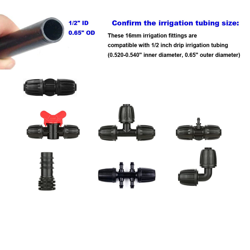 [Australia - AusPower] - La Farah Irrigation Fittings for 1/2 inch Tubing (1/2" ID x 0.65" OD) to 1/4 inch Irrigation Tubing, Anti-Drop Locked Barbed Reducing Tee for Drip Hose - Pack of 10 3 Way Connector 
