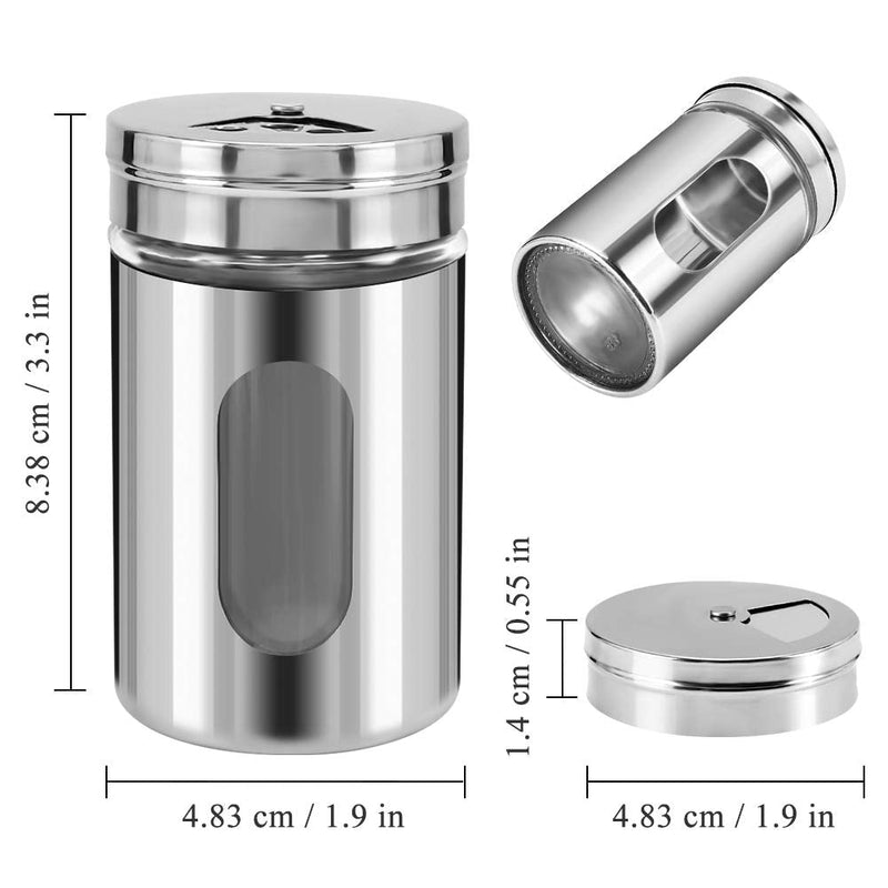 [Australia - AusPower] - Accmor 2pcs Salt and Pepper Shakers,Stainless Steel Shaker for Salt Powder Sugar Cinnamon Pepper, Spice Dispenser with Adjustable Pour Holes,Silver Silver 