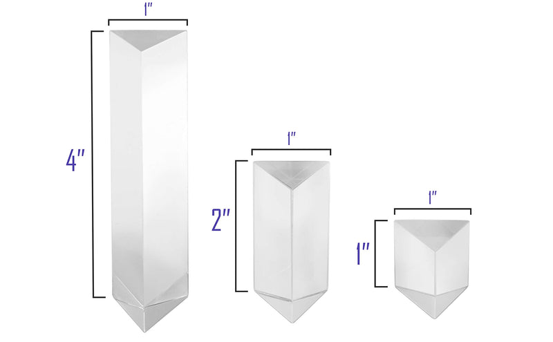 [Australia - AusPower] - EISCO 6PK Equilateral Prisms 3pc Set - 1", 2", & 4" Lengths, 25mm Face Size - Acrylic - Classroom Pack (Six, 3pc Sets - 18 Pieces Total) Labs 