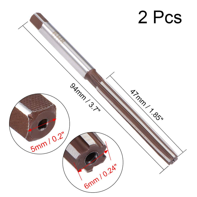 [Australia - AusPower] - uxcell Hand Reamer 6mm Alloy Tool Steel H8 6 Straight Flutes Hand Milling Cutter Tool 2Pcs 