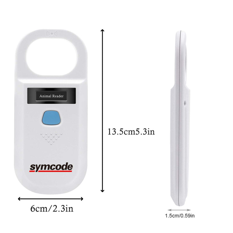 [Australia - AusPower] - Pet Microchip Reader Scanner, Symcode RFID EMID Animal Handheld Reader Pet ID Chip Scanner Pet Tag Scanner with High Brightness OLED Display for Dog Cat Pet Tracking and Management White 