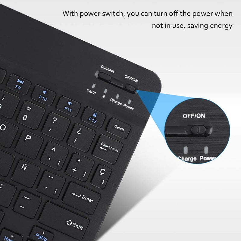 [Australia - AusPower] - 78Key Spanish Wireless Keyboard,Multifunctional Ultra Slim Spanish Wireless Bluetooth Keyboard,Mini Portable Wireless Bluetooth 3.0 Spanish Keyboard Touchpad,for iOS/Microsoft/Android 
