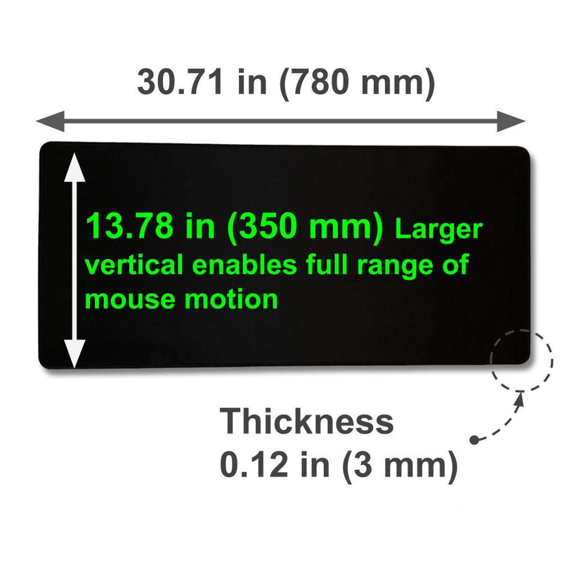 [Australia - AusPower] - Extended Gaming Mouse Pad - 30.71 x 13.78 in, All DPI Setting, No Logo, Anti-fray Stitched Edges, Non-Slip Rubber Base, Micro-Woven Surface. Large Mouse Pad, Keyboard Mat (Black) by Green2B 