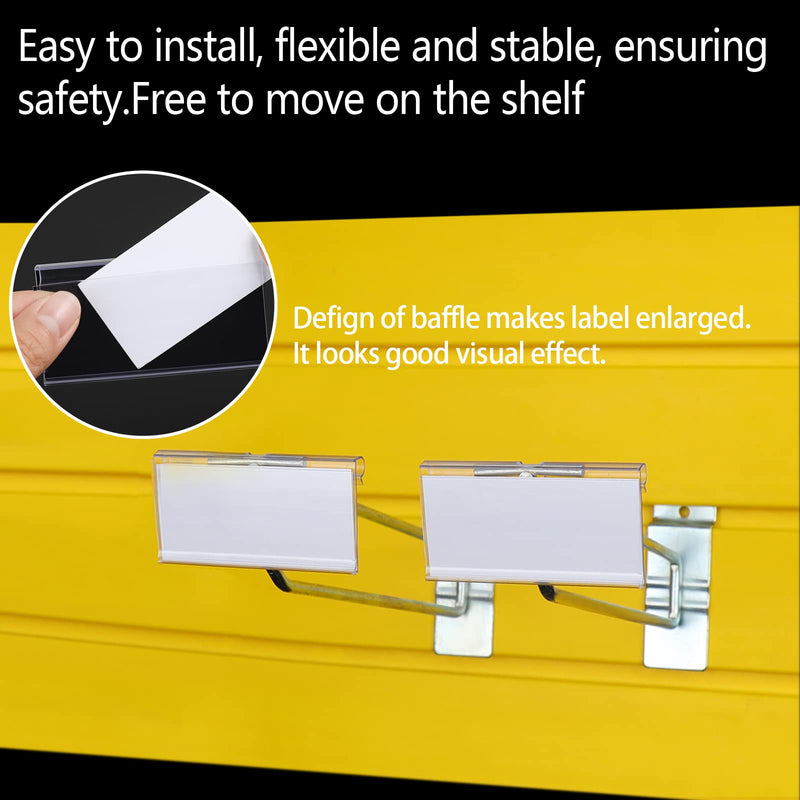 [Australia - AusPower] - 80pcs Wire Shelf Sign Holder Metal Hook Label Tags Plastic Label Holder Retail Sign PVC Clear Shelf Label Holder on Hook (Includes 100 Pieces Label Inserts) (1.65H2.35L inch / 46 cm) 1.65H*2.35L inch / 4*6 cm 