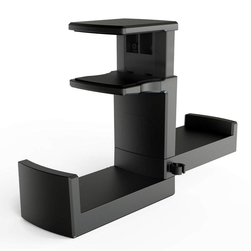 [Australia - AusPower] - PC Gaming Headphone Stand, Dual Headset Hanger Hook Holder with Adjustable & Rotating Arm Clamp , Under Desk Design , Universal Fit , Built in Cable Clip Organizer EURPMASK Black 