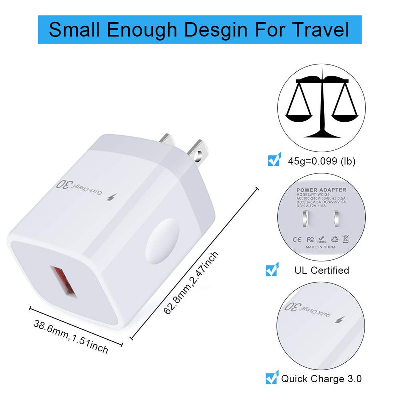 [Australia - AusPower] - 3Pack Quick Charge 3.0 Fast Charging Block Wall Adapter Plug 18W/3.0A Single Port Power Cube Compatible Samsung Galaxy Note 20 Ultra/10,S20 S10 Plus,A01 A10e S10e A21 A20 A50 A51,iPhone 12/11 Pro Max 
