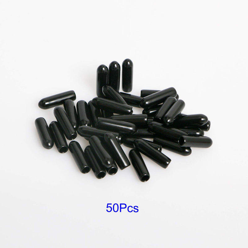 [Australia - AusPower] - Aopin Rubber Round End Cap Cover 0.08 Inch (2mm) Screw Thread Protectors PVC Flexible Tubing Pipe Protective Bolt Screw Thread Protector Safety Cover | for Pipe Post Tubing Rod Cover 50 Pcs (Black) 50 Pcs 2.0mm Black 