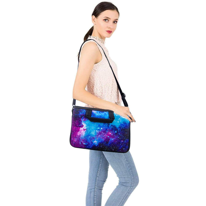 [Australia - AusPower] - RICHEN 14 15 15.4 15.6 inch Laptop Shoulder Bag Messenger Bag Case Notebook Handle Sleeve Neoprene Soft Carring Tablet Travel Case with Accessories Pocket (14-15.6 inch, Galaxy) 14-15.6 inch 