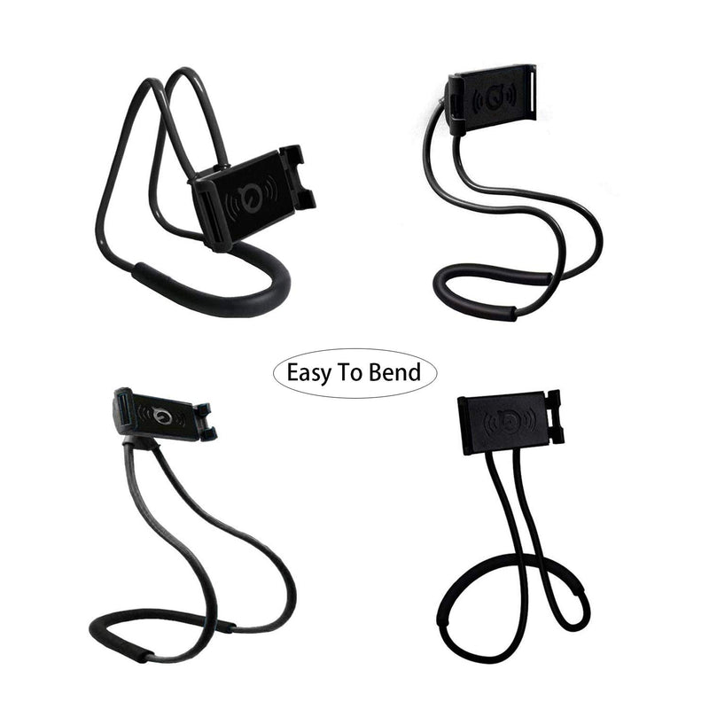 [Australia - AusPower] - Cell Phone Stand Hanging on Neck Upgraded, Juerly Hands-Free Mobile Phone Holder Clip on Bed/Table 360¡ã Rotation iPhone Tablet Mount Bracket, 27.6''/70 cm Length for 4.7''-7.6'' Screen 