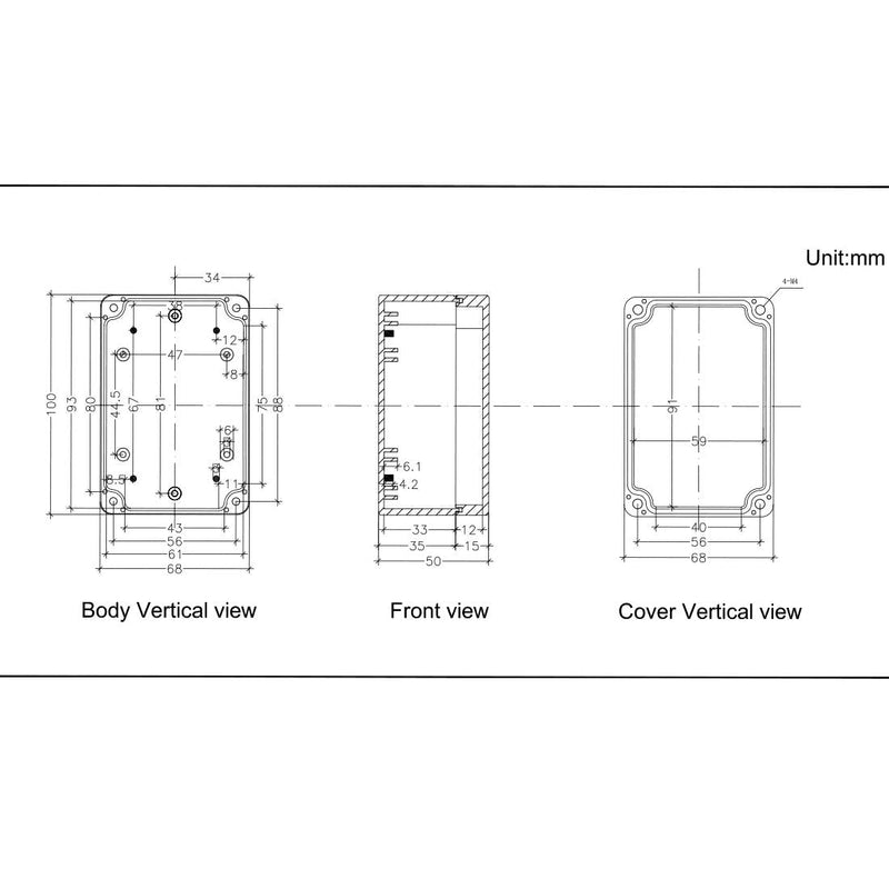 [Australia - AusPower] - Zulkit Project Box ABS Plastic IP65 Waterproof Dustproof Electrical Junction Box Enclosure Black 3.94 x 2.68 x 1.97 inch (100X68X50mm) (Pack of 2) 3.94" x 2.68" x 1.97"(Pack of 2) 