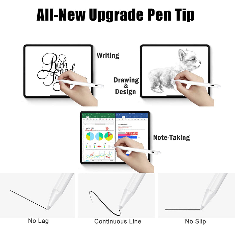 [Australia - AusPower] - 4 Packs Replacement Pen Tip for Stylus iPad Pen with Palm Rejection, Durable Pencil Nips for Precise Drawing & Writing, High Precision and Easy to Replace 