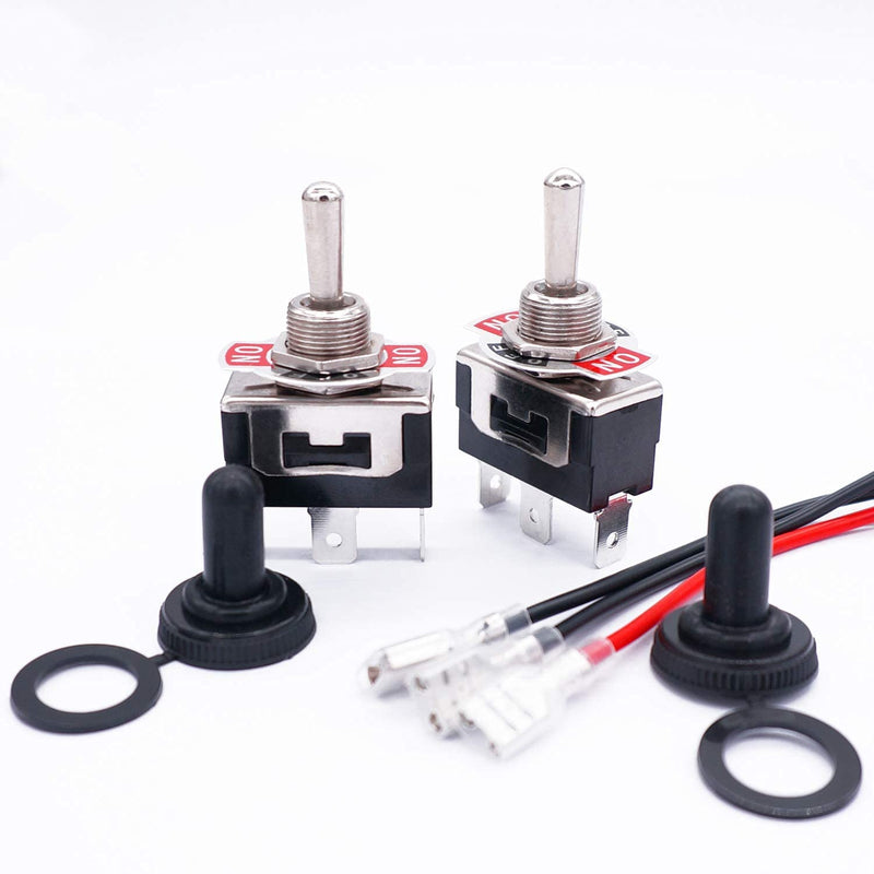 [Australia - AusPower] - TWTADE 3 Pcs Latching Toggle Rocker Switches 3 Pin 3 Position ON/Off/ON SPDT Heavy Duty 16A 250VAC Spade Terminal Metal Switch with Waterproof Boat Cap + 6.3mm Terminal Wires TEN-1122MZX-B103 