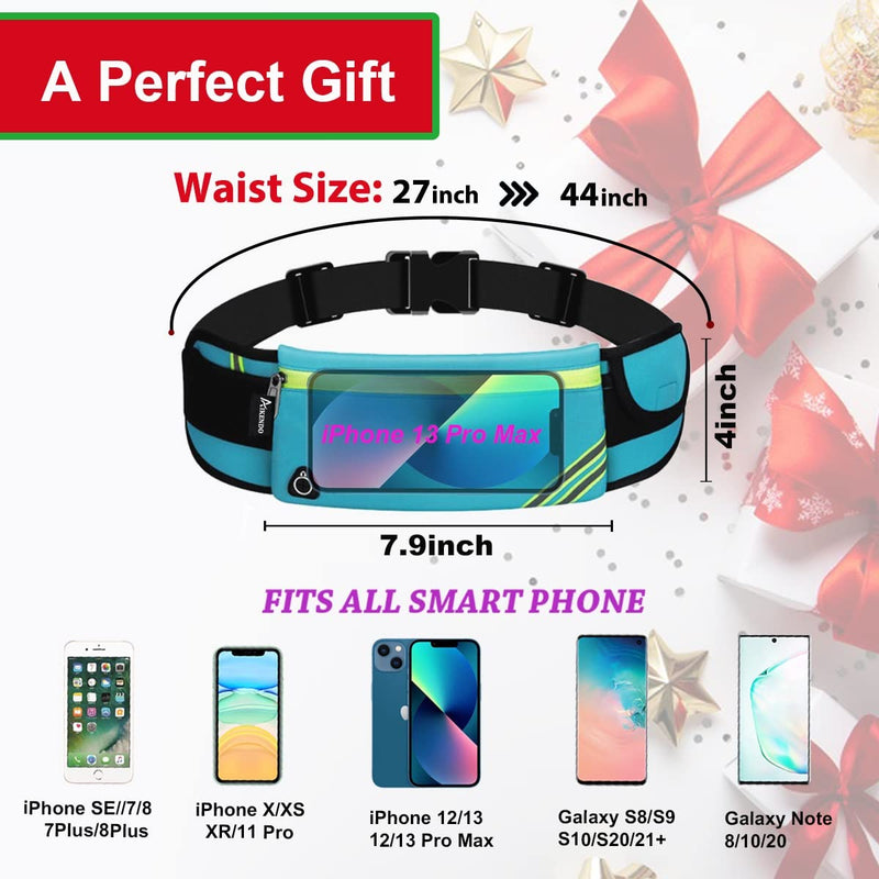 [Australia - AusPower] - Running Belt Waist Pack Bag,Workout Gear,Gym Fitness Fanny Pack for Phone,Cell Phone Holder for Running,Jogging Pocket Belt for Women & Men,Running Accessories Compatible with iPhone 13 12 pro(Blue) Blue 