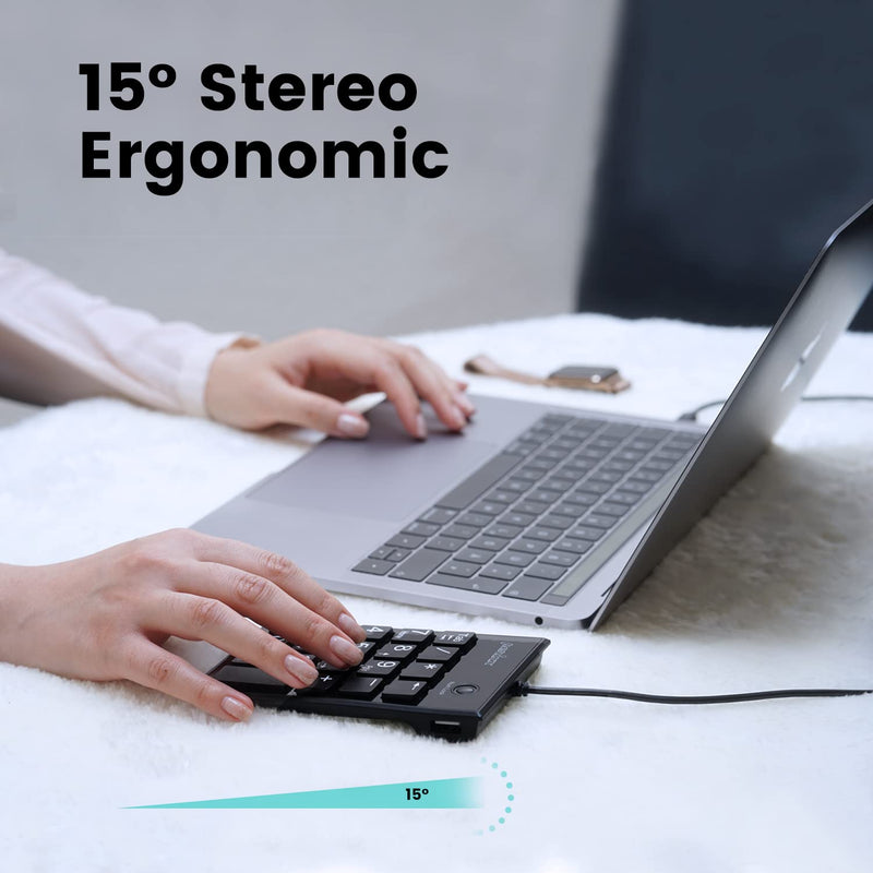 [Australia - AusPower] - Perixx PERIPAD-202C Wired USB-C Slim Numeric Keypad - Scissor Keys with 2 USB-A Hubs and Tab Key - Compatible for Tablet, Laptop, & Desktop - Black USB type C with 2 Hubs 
