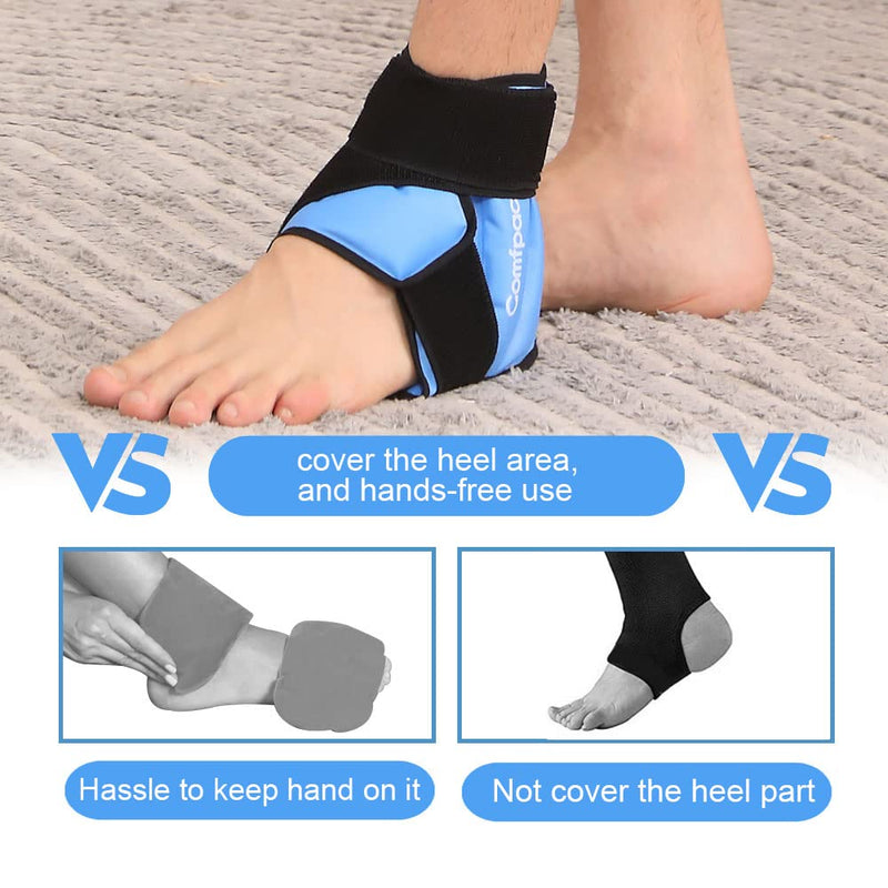 [Australia - AusPower] - Comfpack Heel Ice Pack for Pain Relief, Hot Cold Therapy Foot Ankle Ice Pack Wrap for Plantar Fasciitis, Achilles Tendonitis, Ankle Sprain, Swelling Foot, Heel Spur, Sport Injuries 
