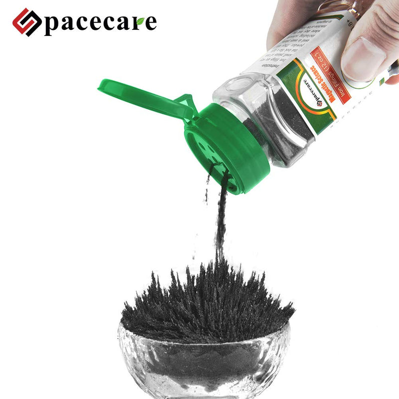 [Australia - AusPower] - SPACECARE Magnetic Iron Powder Filings for Magnet Education and School Projects, 2 Storages Jar (12 Ounces X 2) with Shaker Lids, 2 Pack 