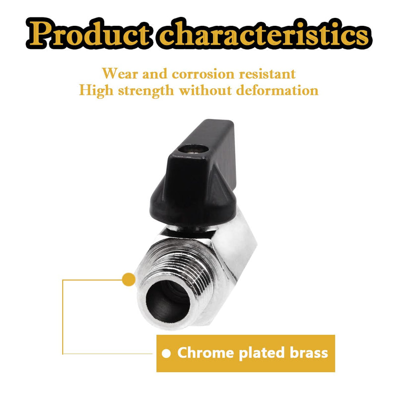 [Australia - AusPower] - Tnuocke 2pcs Mini Ball Valve 1/4" NPT Female x Male Thread,Heavy Duty Ball Valve Shut Off Switch with Polished Chrome Finish H-055-1/4NPT-1/4NPT 