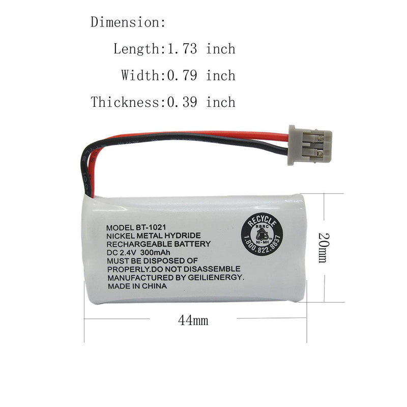 [Australia - AusPower] - GEILIENERGY 2.4V 300mAh BT-1021 BBTG0798001 Cordles Phone Battery Compatible with Uniden BT1021 BT-1025 BT-1008 BT-1016 Empire CPH-515B Cordless Phone (2-Pack) 2 Pack BT1021 