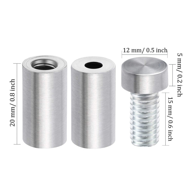 [Australia - AusPower] - 1/2 by 1 Inch Sign Standoff Screws Wall Standoff Sign Holders Screws Mount Glass Acrylic Advertising Nails, 24 Pieces 