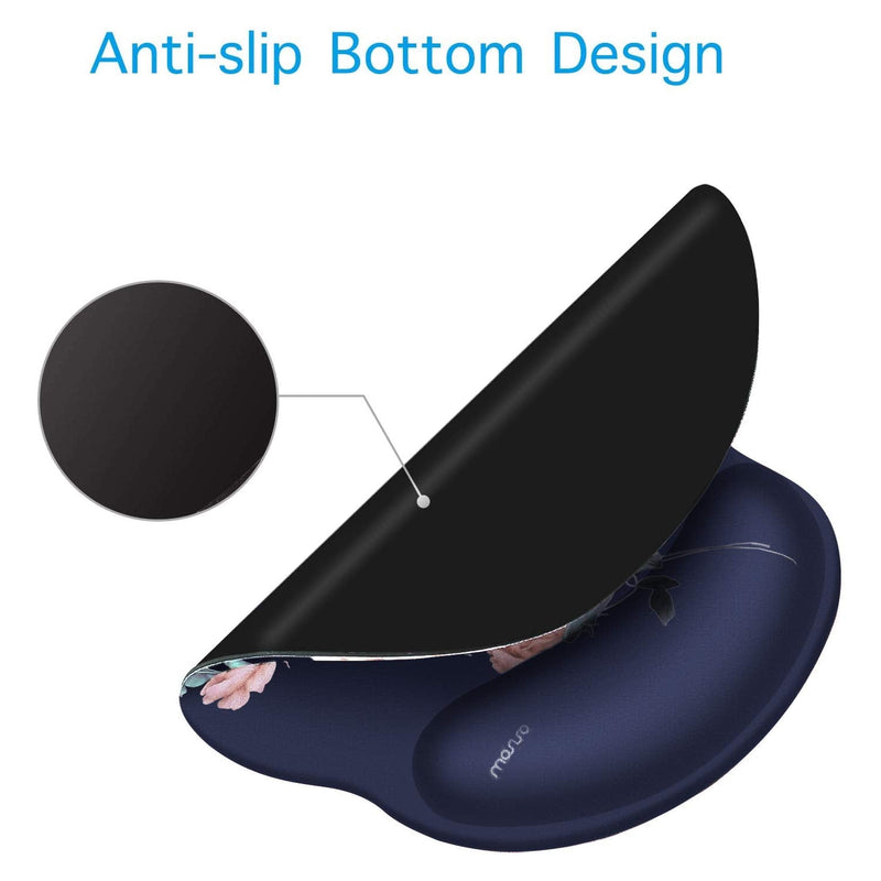 [Australia - AusPower] - MOSISO Mouse Pad Gel Wrist Rest Support, Camellia Ergonomic Mousepad Non-Slip Base Home/Office Pain Relief & Easy Typing Cushion for Laptop with Neoprene Cloth & Raised Memory Foam, Blue 