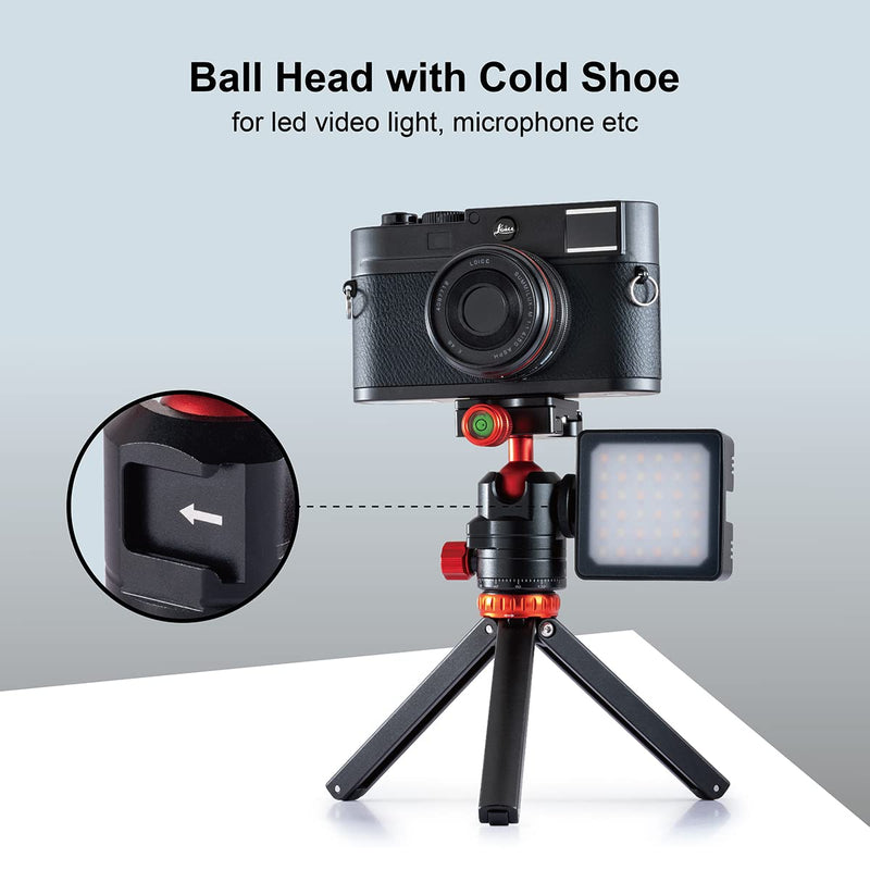 [Australia - AusPower] - ANNSM Tripod Ball Head 360 Degree Rotating Swivel Panoramic Head with Cold Shoe Seat and 38mm Width QR Plate for DSLR Camera,Smartphone,Video Light,Slider,Stabilizer,Monopod 