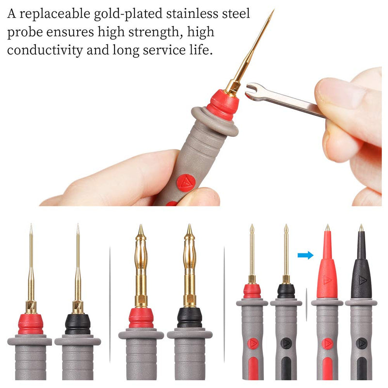 [Australia - AusPower] - Bionso 25-Piece Multimeter Leads Kit, Professional and Upgraded Test Leads Set with Replaceable Gold-Plated Multimeter Probes, Alligator Clips, Test Hooks and Back Probe Pins. 