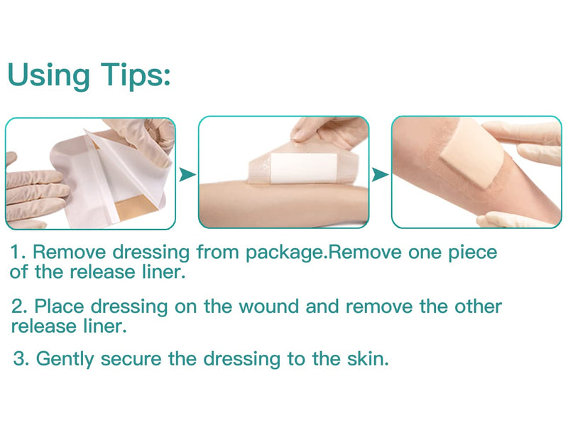 [Australia - AusPower] - Dimora Silicone Foam Dressing with Border Adhesive 4"x4" Waterproof Wound Dressing Bandage for Wound Care 10 Pack 4x4 Inch (Pack of 10) 