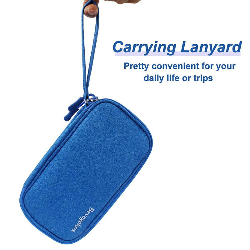 [Australia - AusPower] - Small Travel Tech Organizer, Bevegekos Travel Accessories Cord Organizer Case Bag for Electronics (Azure Blue, Small) Azure Blue 