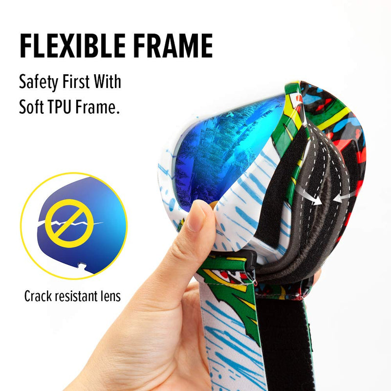 [Australia - AusPower] - OutdoorMaster Kids Ski Goggles - Helmet Compatible Snow Goggles for Boys & Girls with 100% UV Protection 