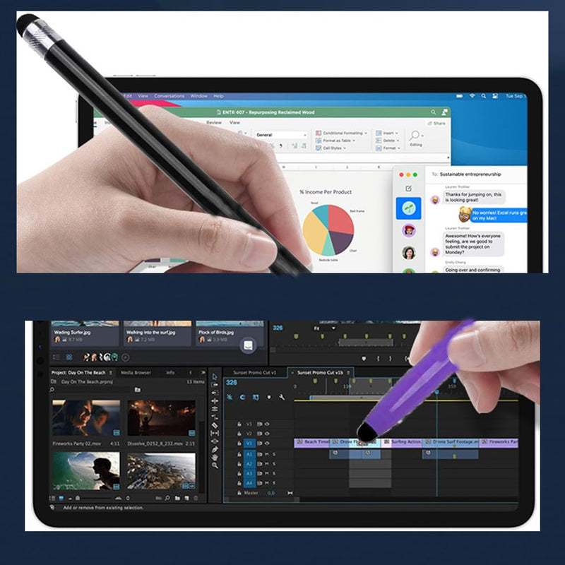 [Australia - AusPower] - Stylus Pen for Touch Screen(5pcs),High Precision Nib Writing and Drawing Stylus Capacitance Pen,10 Replaceable Tips Touch Pens for iPad iPhone Tablet and All Universal Touch Screen Devices Black/white/pink/purple/blue 
