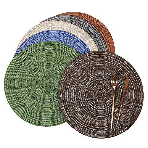 [Australia - AusPower] - Zupro Round Placemats Set of 6,Braided Cotton Table Mats Heat Resistant Non-Slip Washable,for Four Seasons Dinner Parties BBQs Thanksgiving Christmas Birthdays and Indoor Ourdoor Use（Green） 6pcs placemats R-green 