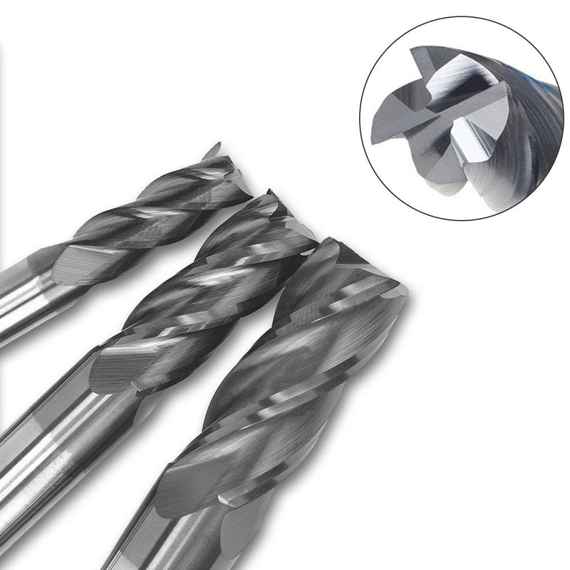 [Australia - AusPower] - 10 pcs 4-Flute End Mill Bits, AFUNTA 0.08" - 0.47" HSS CNC Straight Shank Drill Bits Cutter Tool Set for Wood Aluminum Steel Titanium 