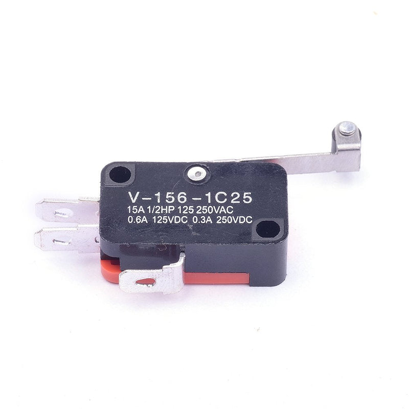 [Australia - AusPower] - Cylewet 6Pcs V-156-1C25 Micro Limit Switch Long Hinge Roller Momentary SPDT Snap Action for Arduino (Pack of 6) CYT1046 